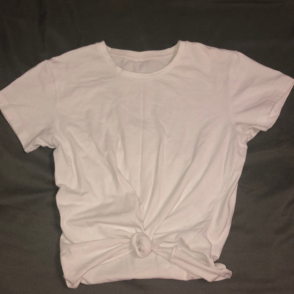 White crop top with knot